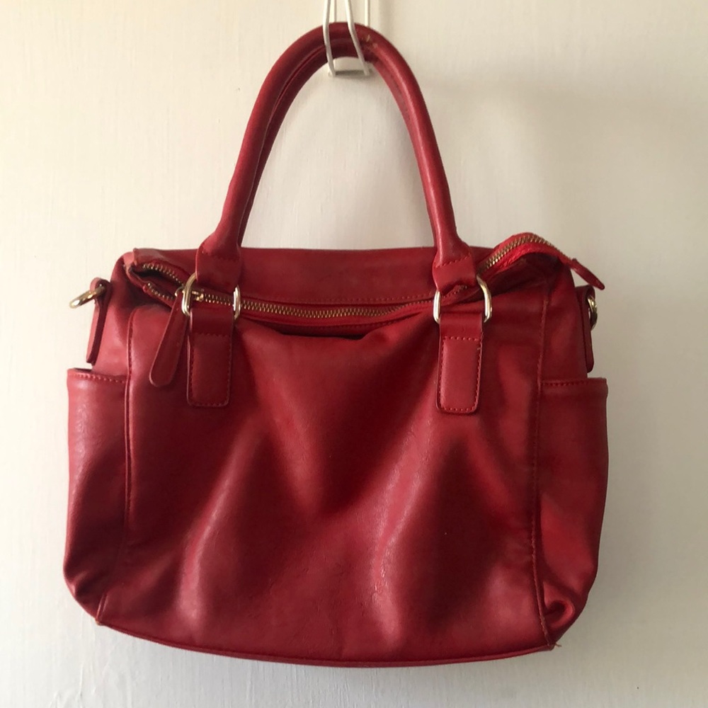 Red satchel purse